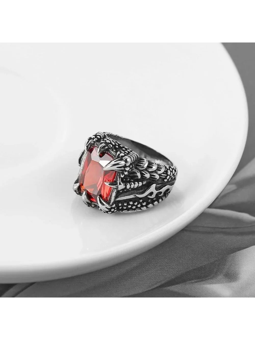 Gothic Punk Devil's Eye Ring for Men - Stainless Steel Biker Jewelry Gift
